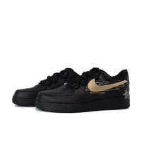 Custom Air Force 1 Low Gold Scaly Swoosh Dragon Font Black