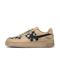 Custom Air Force 1 Low Black White Squares Khaki