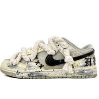 Custom Dunk Extra Thick Lace Black Swoosh Gothic