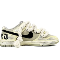 Custom Dunk Extra Thick Lace Black Swoosh Gothic