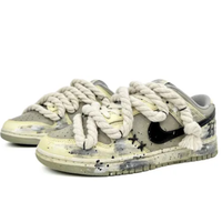 Custom Dunk Extra Thick Lace Black Swoosh Gothic