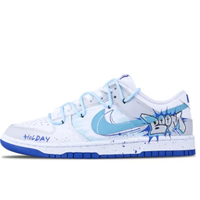 Custom Dunk Extra Lace Blue White Gray Boom Font
