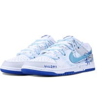 Custom Dunk Extra Lace Blue White Gray Boom Font