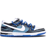 Custom Dunk Extra Lace Black Blue Stripe Black Swoosh