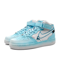 Custom Air Force 1 Mid Light Blue Deer Folwer White