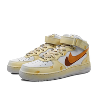 Custom Air Force 1 Mid Ginkgo Leaf Light Yellow Orange Swoosh