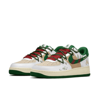 Custom Air Force 1 Christmas Light Brown Green Red Christmas Tree Snowflake Print