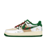 Custom Air Force 1 Christmas Light Brown Green Red Christmas Tree Snowflake Print