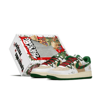 Custom Air Force 1 Christmas Light Brown Green Red Christmas Tree Snowflake Print