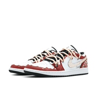 Custom Air Jordan 1 Christmas Red White Snow Santa Claus Low