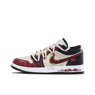 Custom Air Jordan 1 Beige Black Dark Red Graffiti