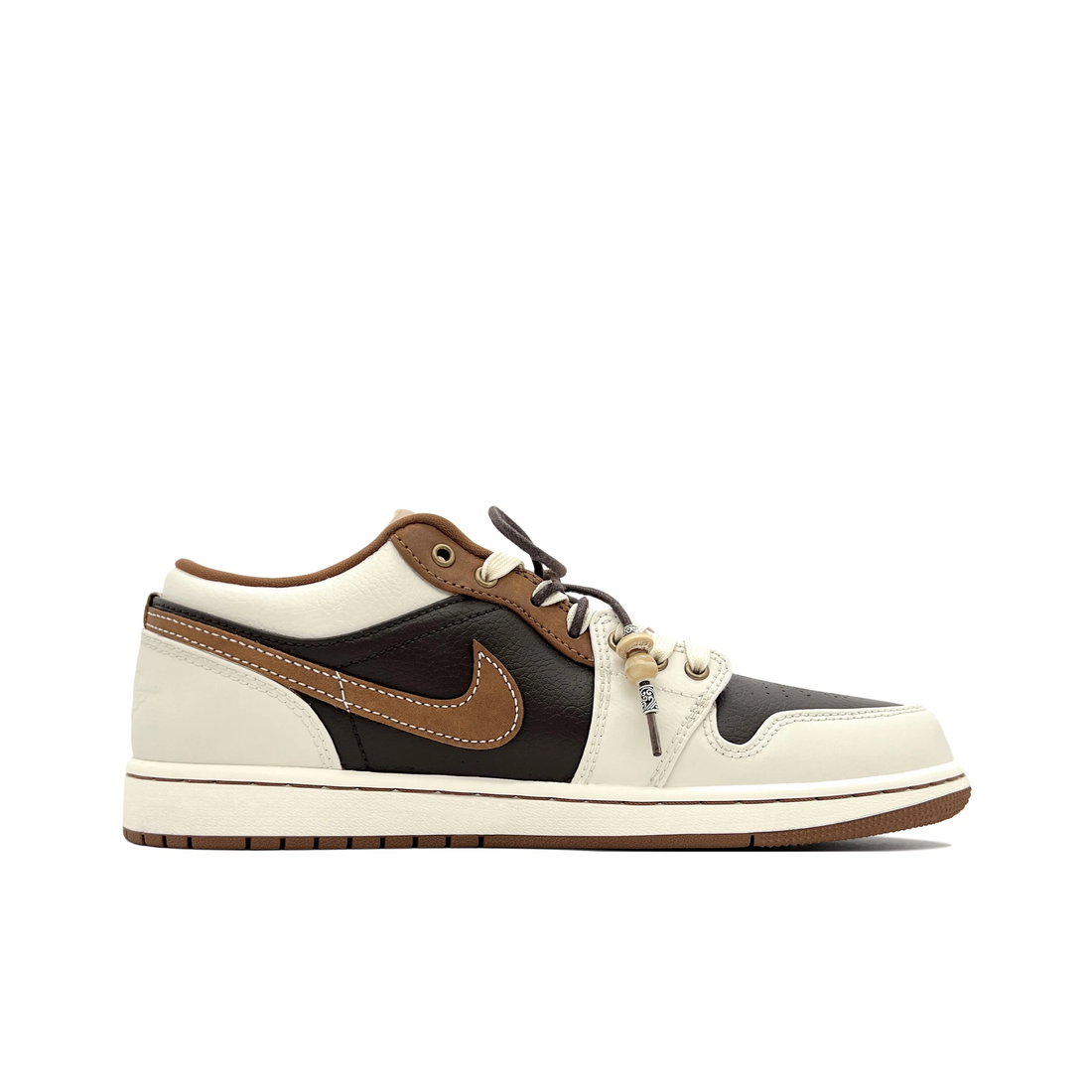 Custom Air Jordan 1 Beige Black Grey-green Low (Copy)