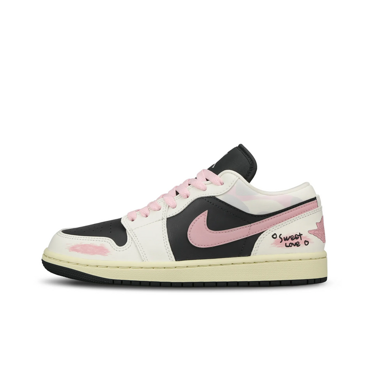 Custom Air Jordan 1 White Black Pink DIY Fonts Low
