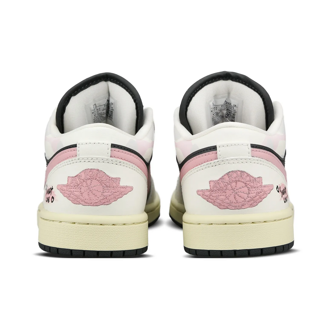 Custom Air Jordan 1 White Black Pink DIY Fonts Low