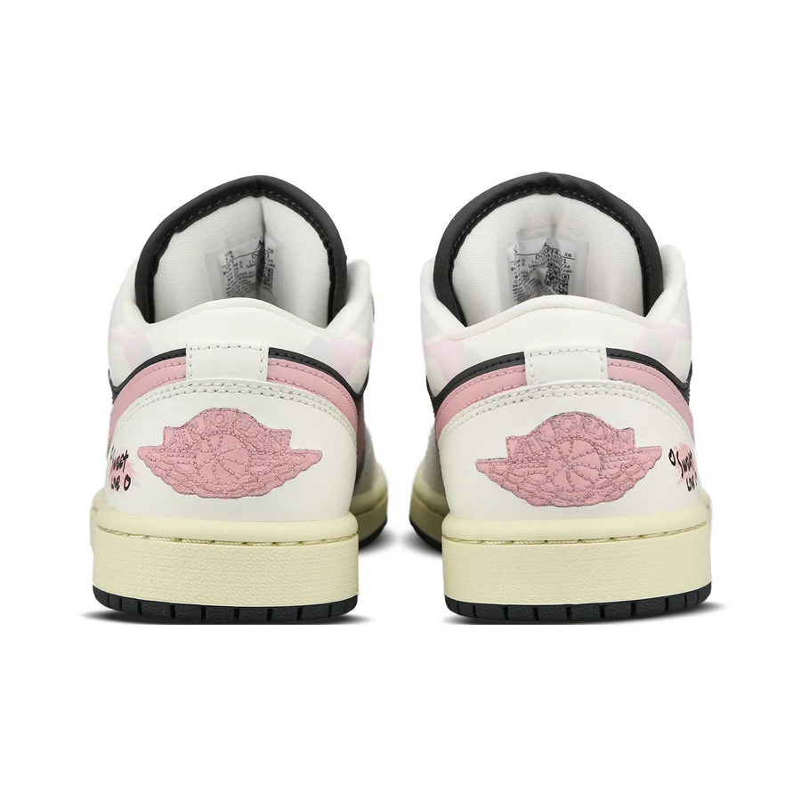 Custom Air Jordan 1 White Black Pink DIY Fonts Low