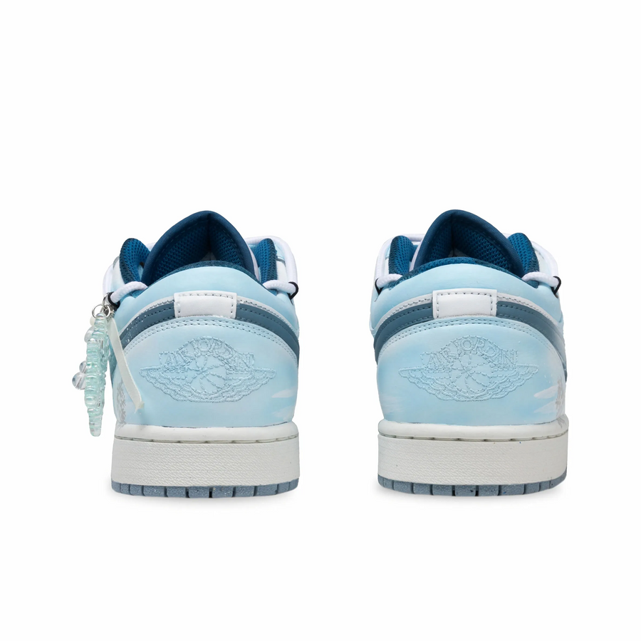 Custom Air Jordan 1 Blue White Sliver Snowflakes Low