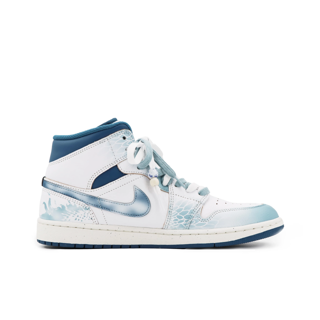 Custom Air Jordan 1 White Blue Snake Scales High