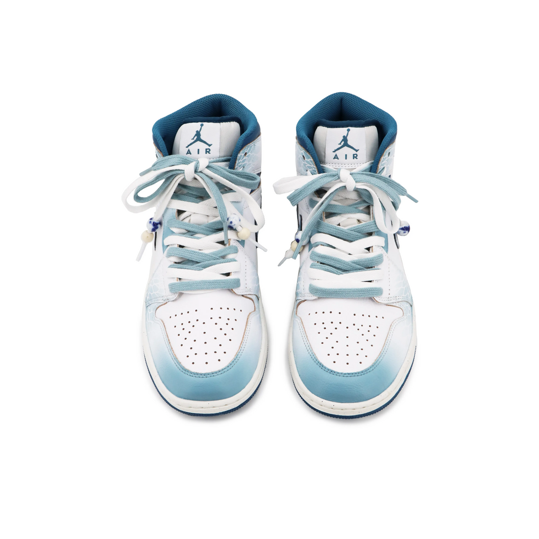 Custom Air Jordan 1 White Blue Snake Scales High