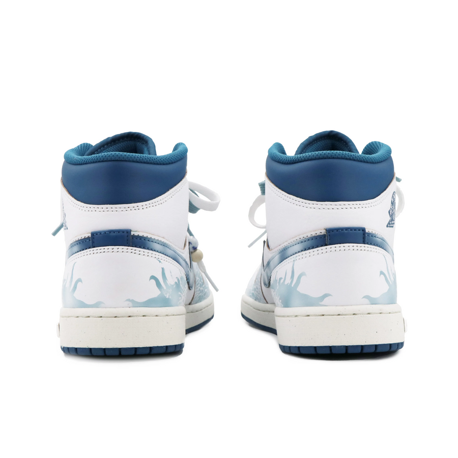Custom Air Jordan 1 White Blue Snake Scales High
