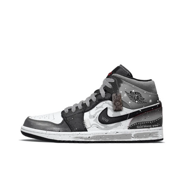 Custom Air Jordan 1 Black Grey White Snow