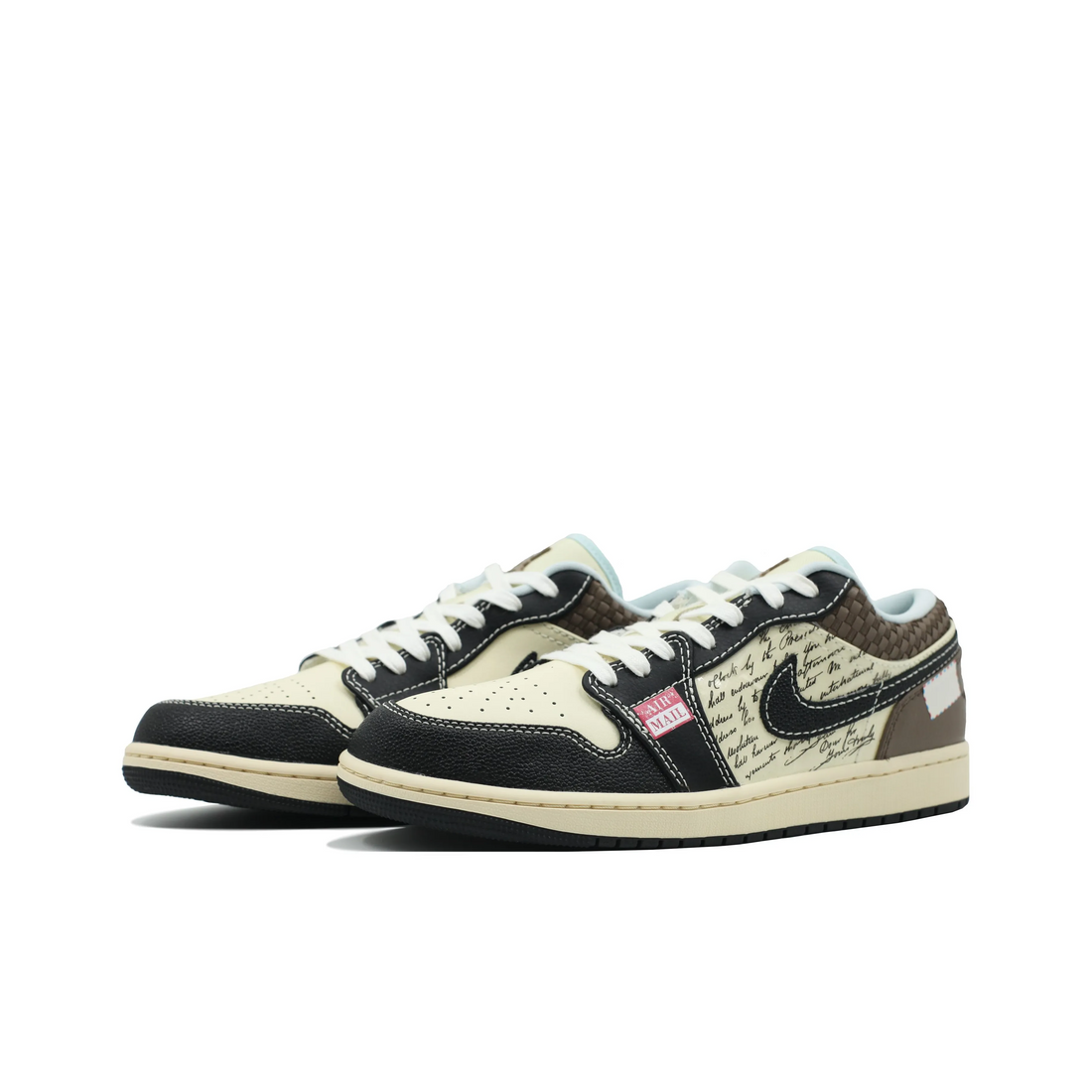 Custom Air Jordan 1 Black Brown Beige With Fonts Low