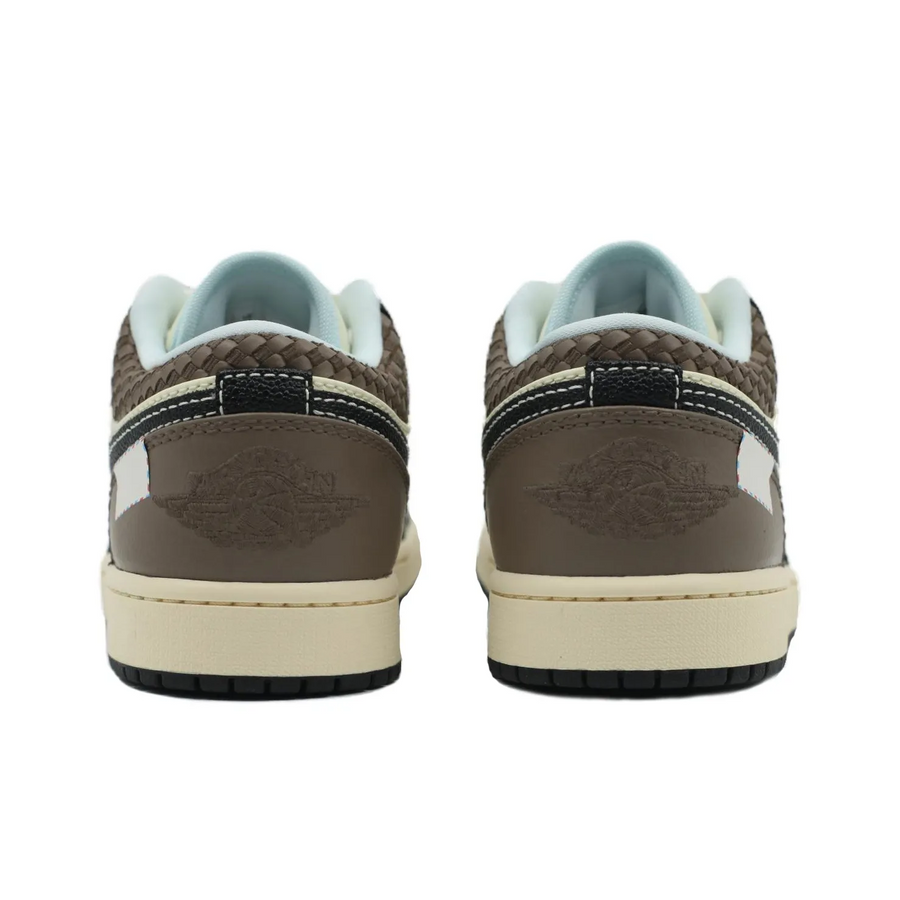 Custom Air Jordan 1 Black Brown Beige With Fonts Low