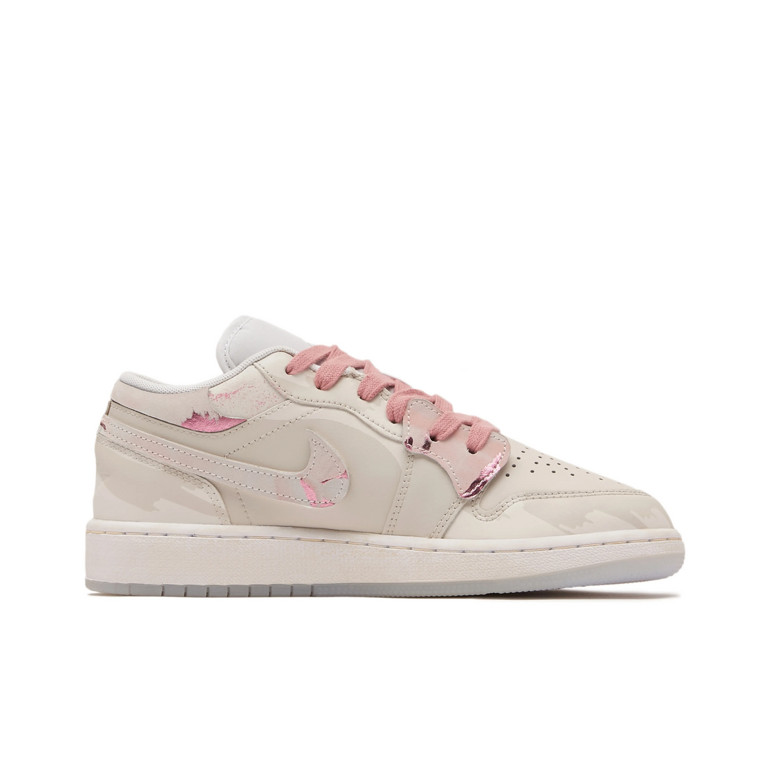 Custom Air Jordan 1 Light Milky Brown Pink Jelly Swoosh Low