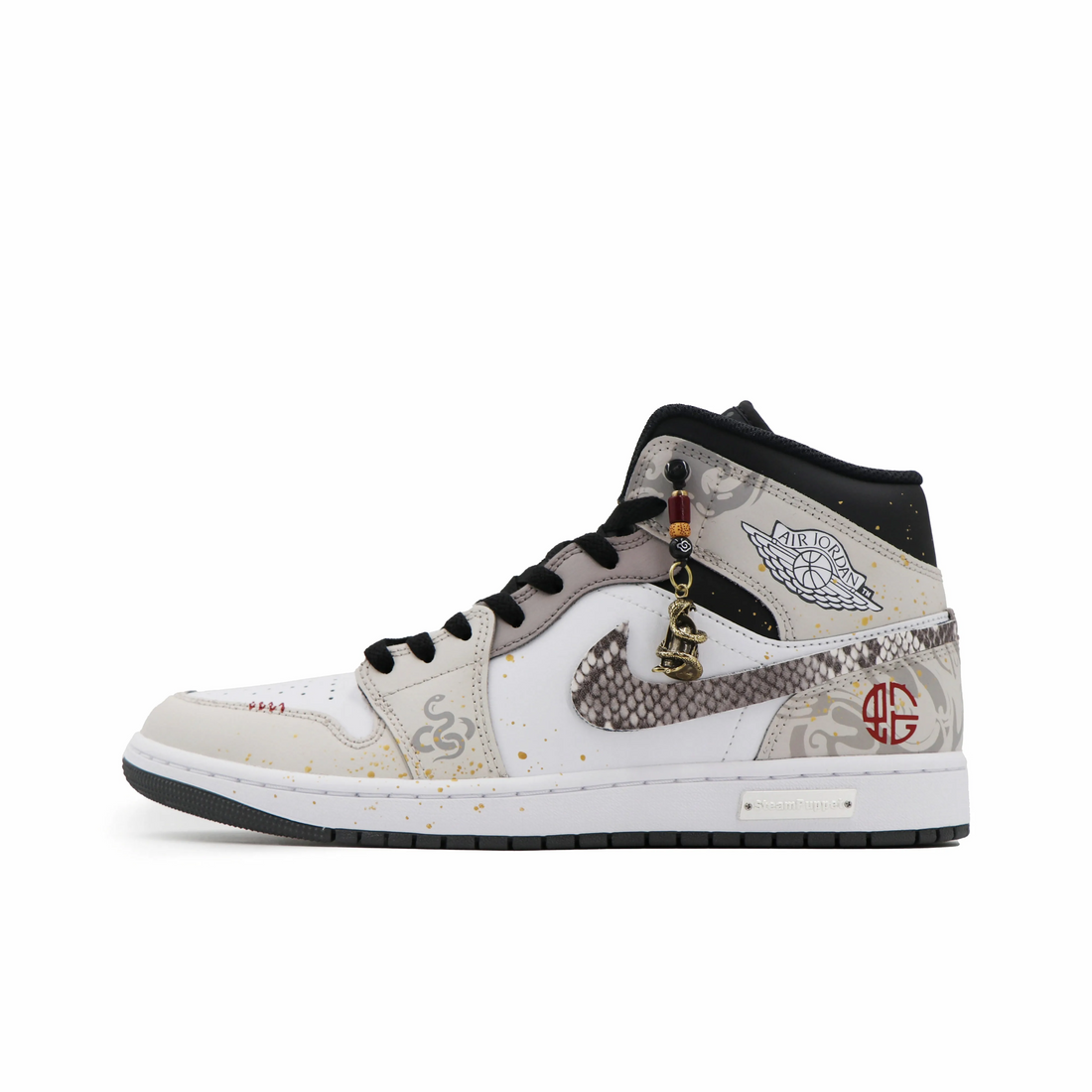 Custom Air Jordan 1 Grey Black Snake Scales
