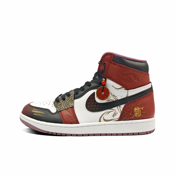 Custom Air Jordan 1 Red Black Gold Snake Theme High