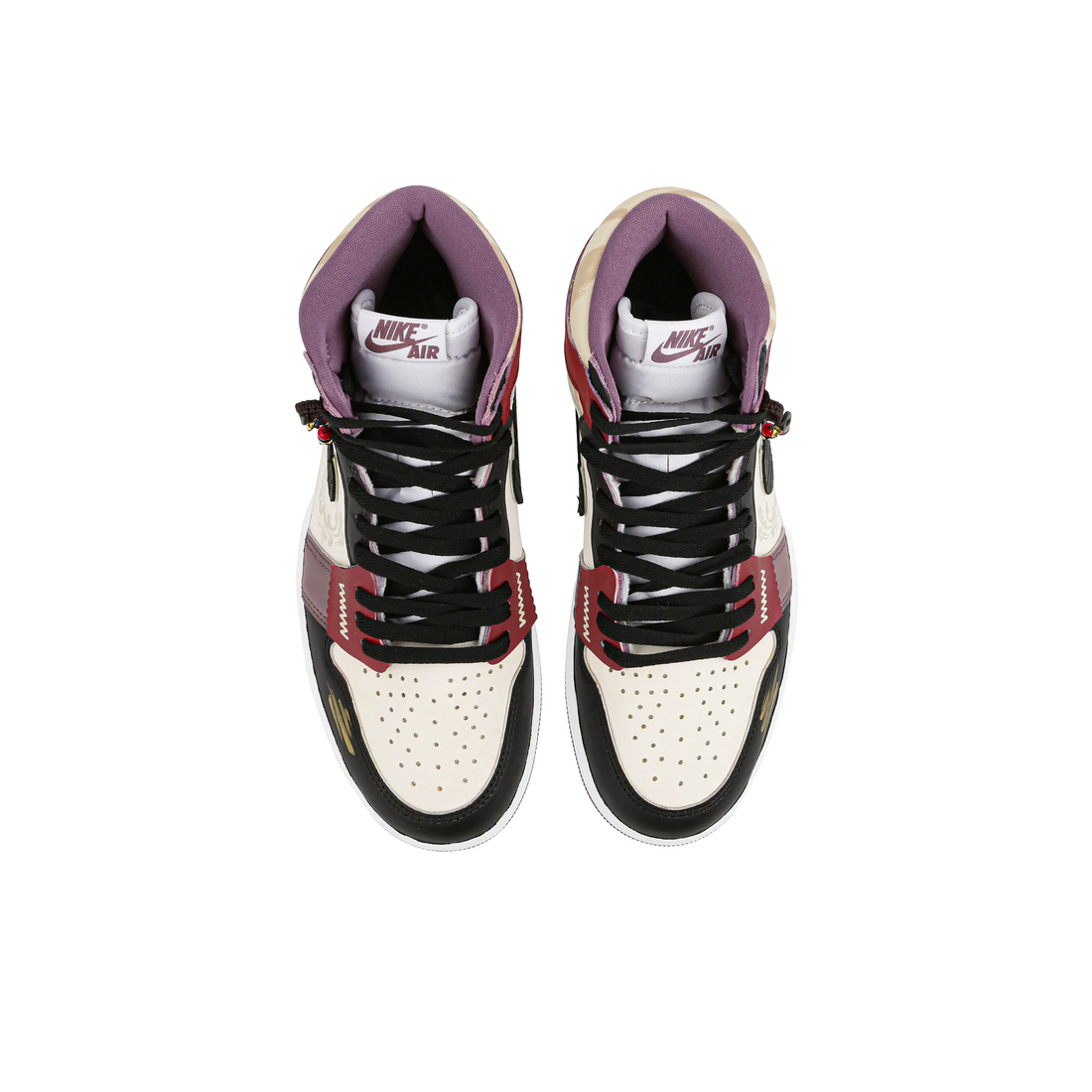 Custom Air Jordan 1 Red Black Gold Ink Splash Snake Theme High