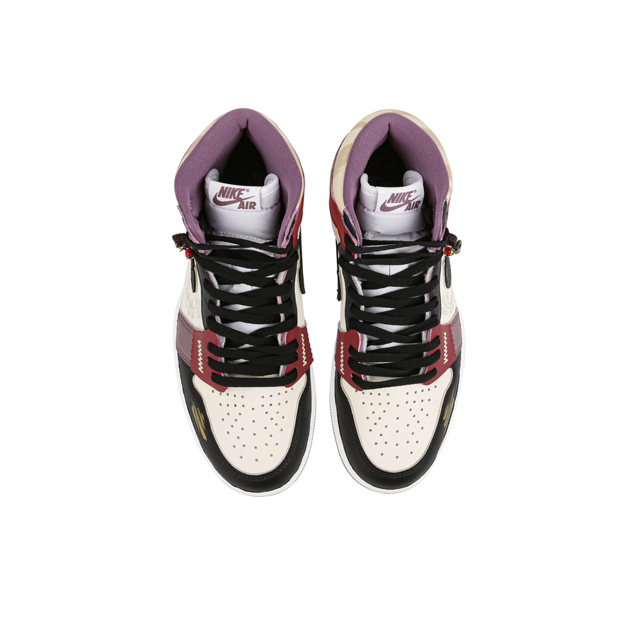 Custom Air Jordan 1 Red Black Gold Ink Splash Snake Theme High
