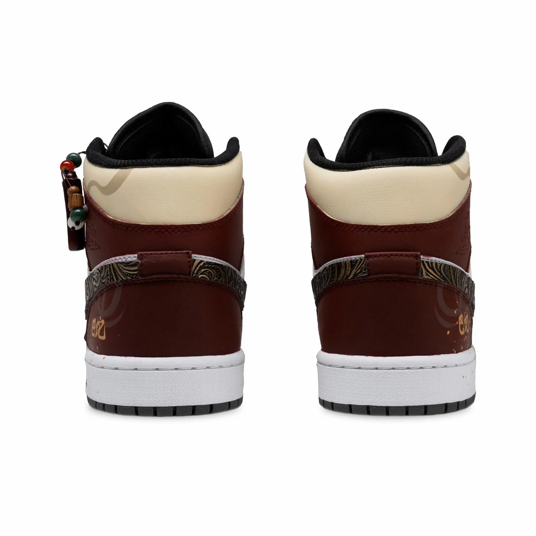 Custom Air Jordan 1 Dark Red Black Gold Snake Theme
