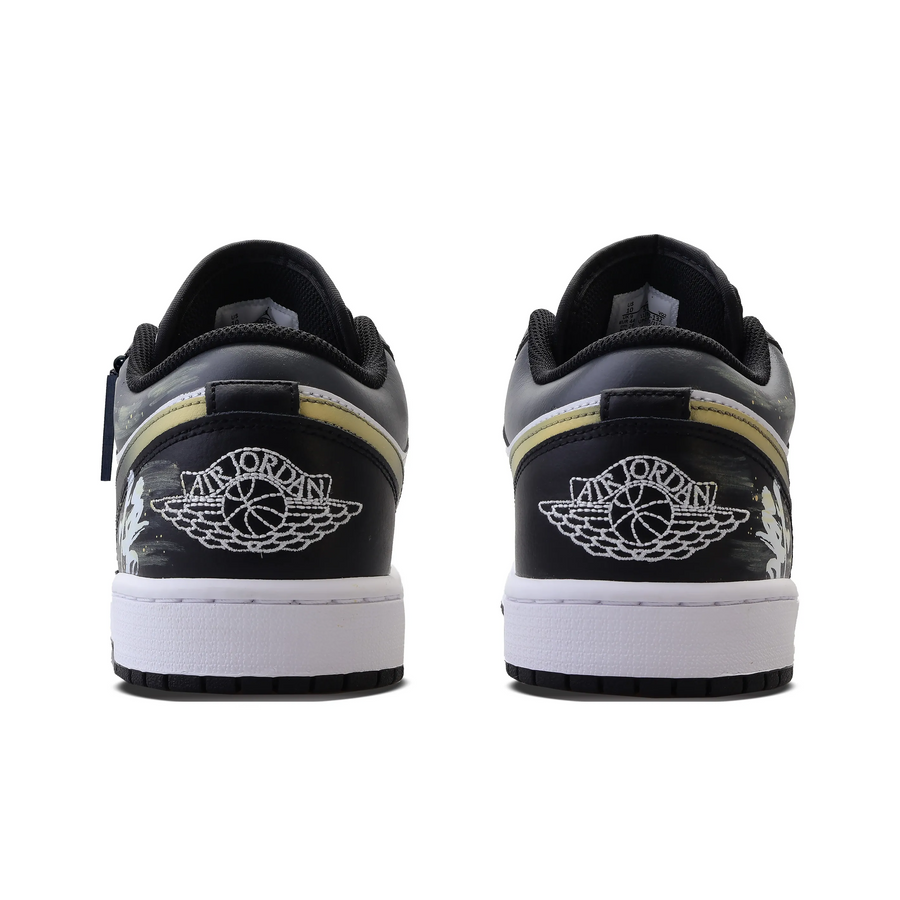Custom Air Jordan 1 Black Gold Graffiti Low