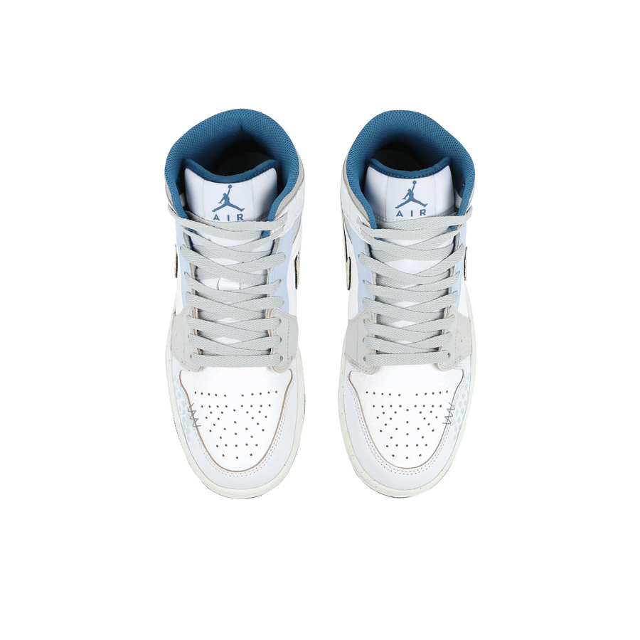 Custom Air Jordan 1 Light Grey And Blue Snake Scales