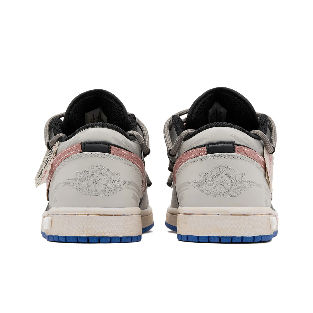 Custom Air Jordan 1 Grey Black Pink Snake Scales Swoosh Low