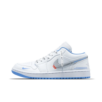 Custom Air Jordan 1 White Blue Sliver Low