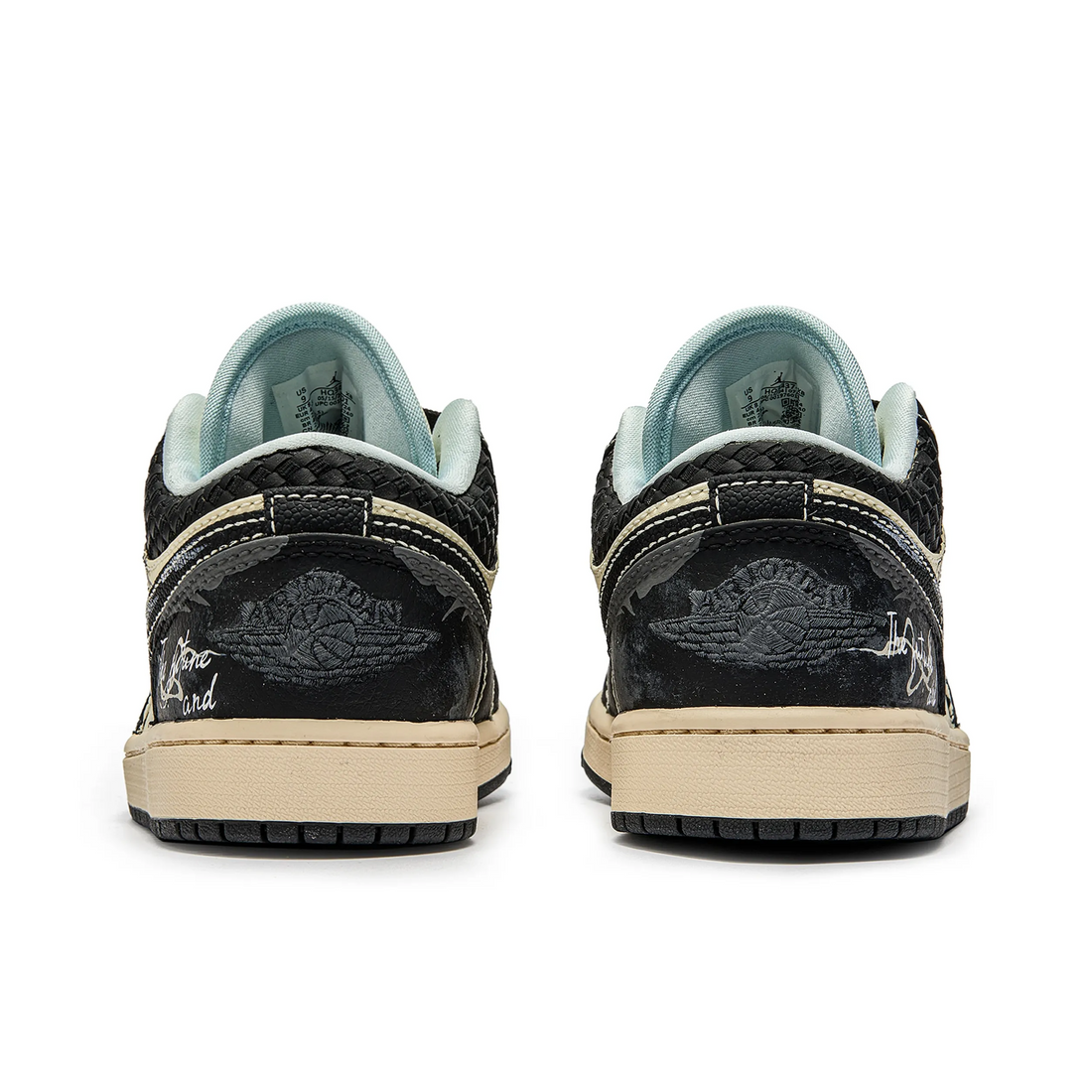 Custom Air Jordan 1 Beige Dark Grey Snake Bone Low