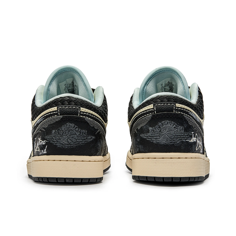 Custom Air Jordan 1 Beige Dark Grey Snake Bone Low