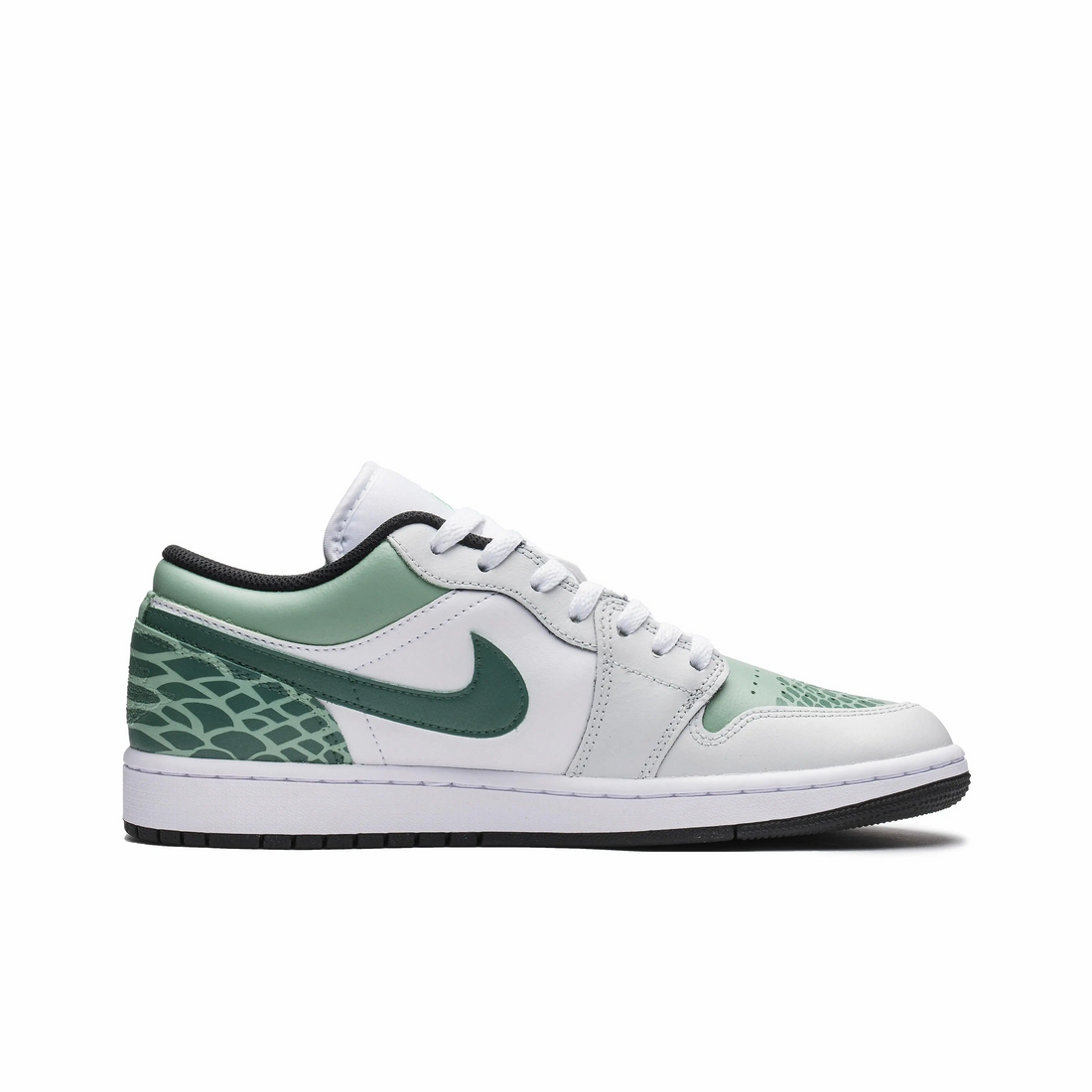 Custom Air Jordan 1 Light Grey Light And Dark Green Snake Scales