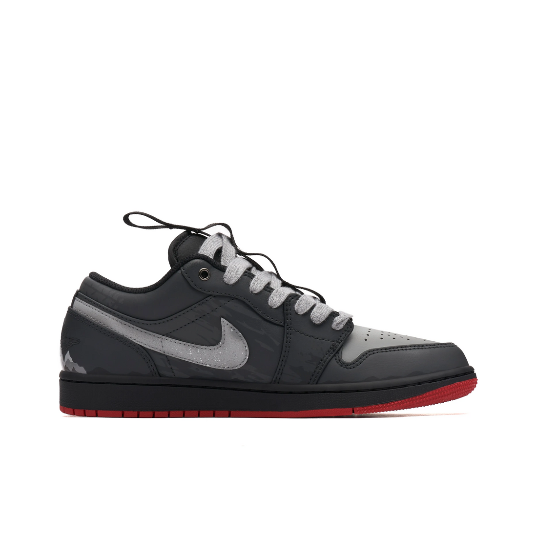 Custom Air Jordan 1 Black Grey Red Low