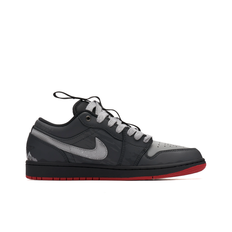 Custom Air Jordan 1 Black Grey Red Low