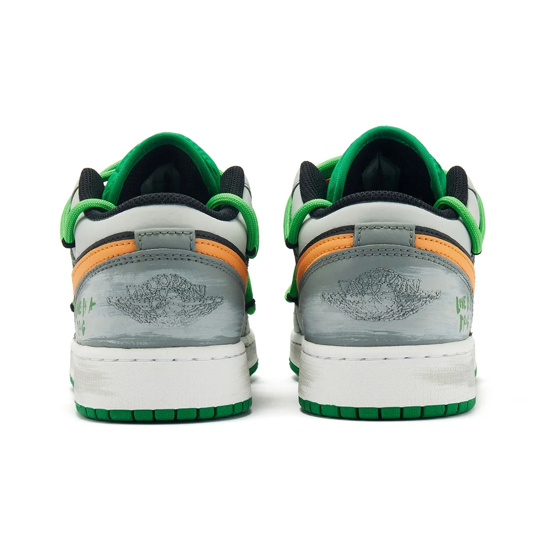 Custom Air Jordan 1 Black Grey Orange Green Low