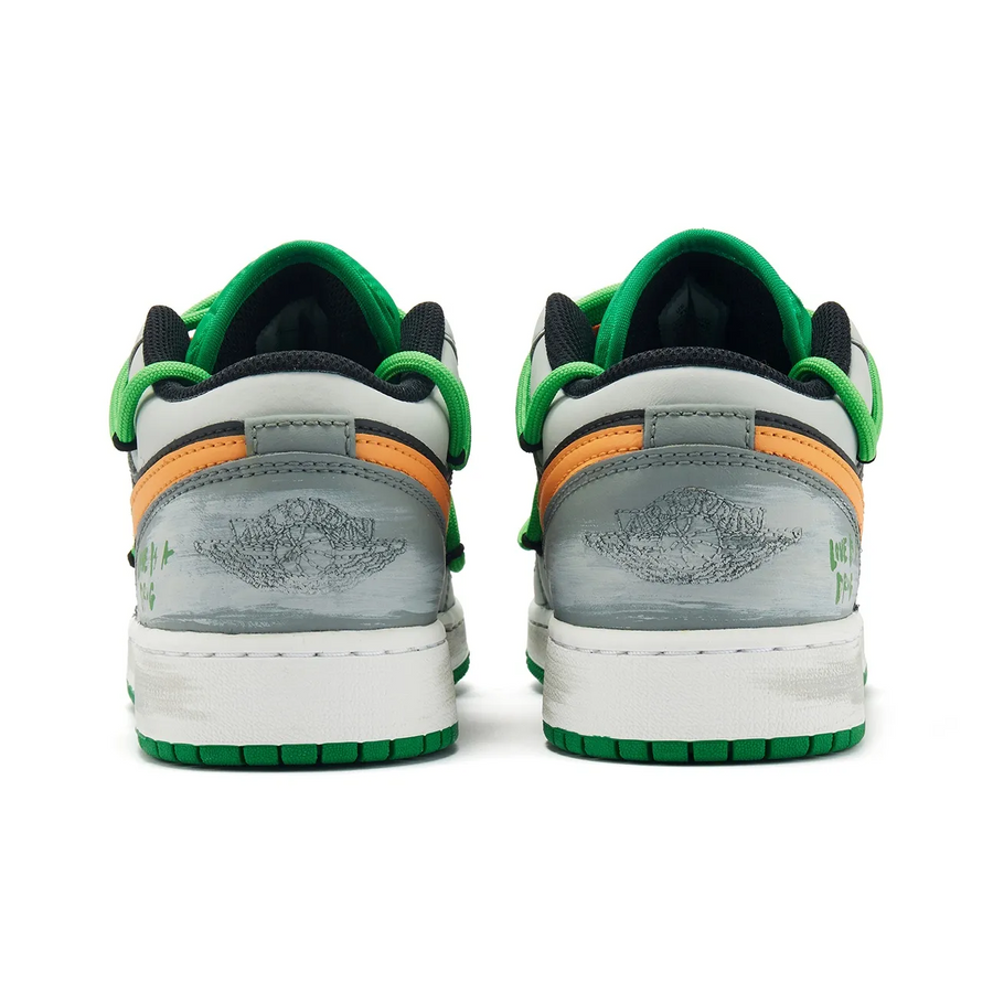 Custom Air Jordan 1 Black Grey Orange Green Low