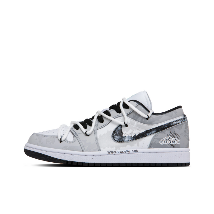 Custom Air Jordan 1 Black Gray Snow Mountain Graffiti