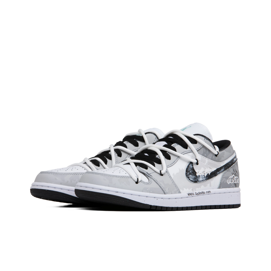 Custom Air Jordan 1 Black Gray Snow Mountain Graffiti