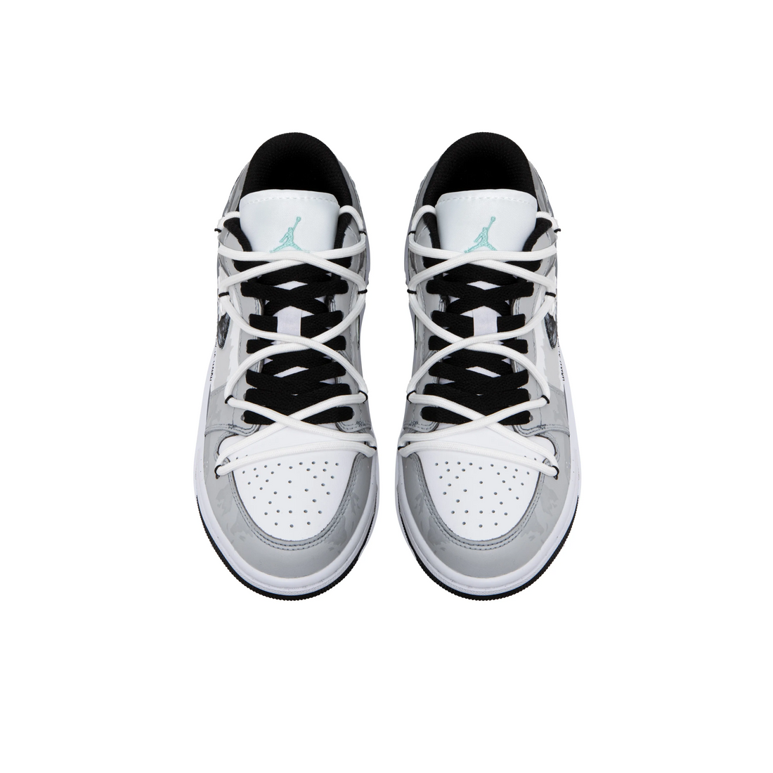 Custom Air Jordan 1 Black Gray Snow Mountain Graffiti