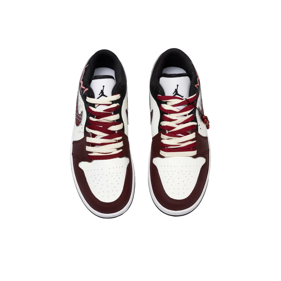 Custom Air Jordan 1 Black Dark Red Snake Scales Low