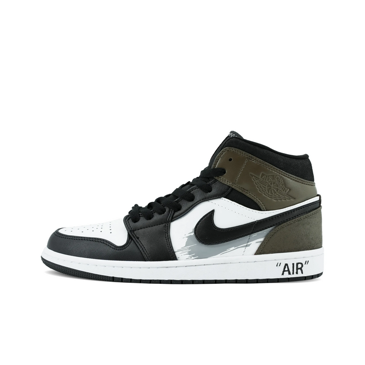 Custom Air Jordan 1 Black Dark Green Grey