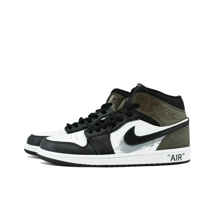 Custom Air Jordan 1 Black Dark Green Grey