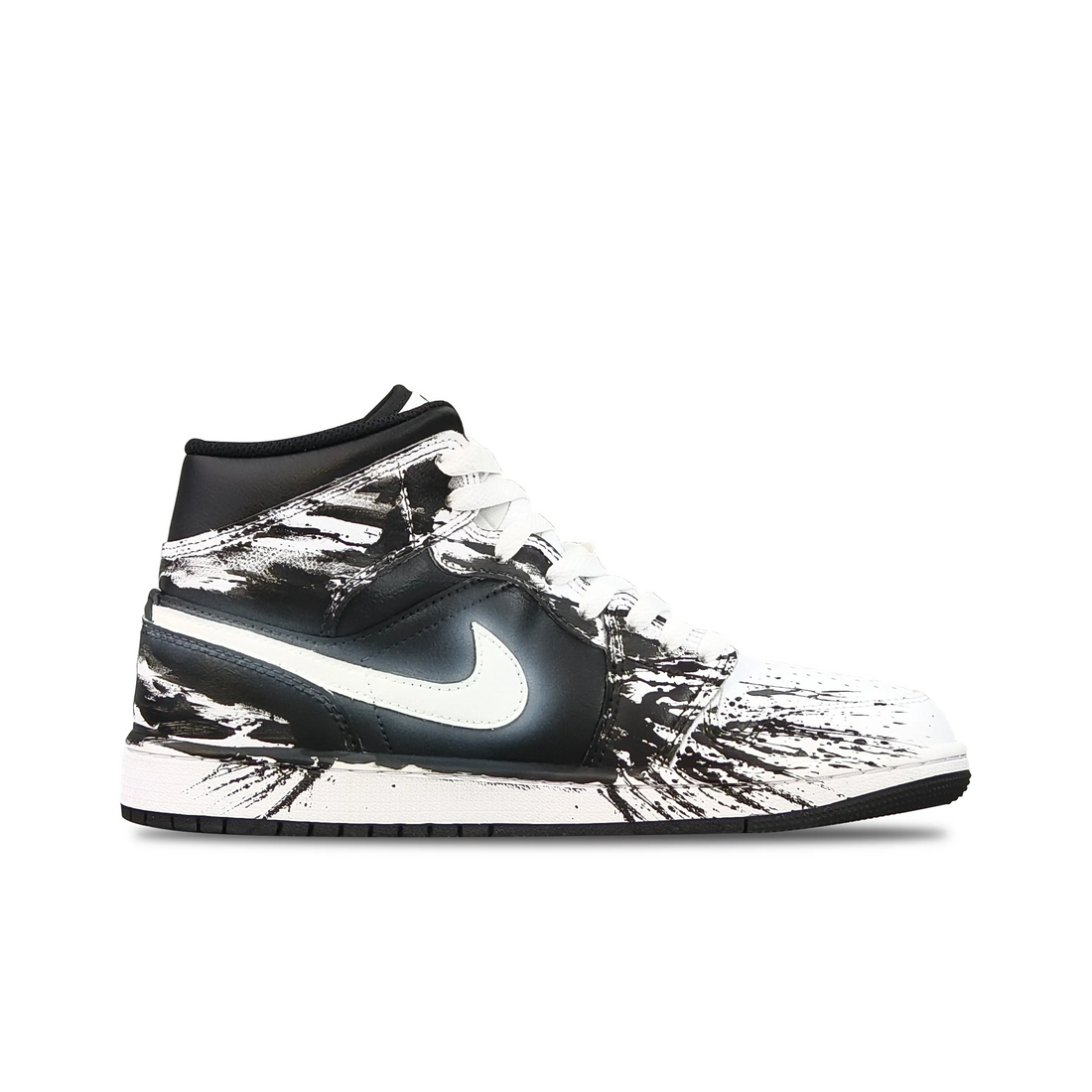 Custom Air Jordan 1 White Black Ink Splash High
